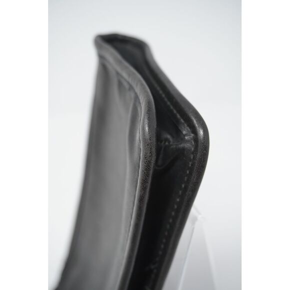 Coach Vintage Cosmetic Case Black Glove Tanned Leather Striped Canvas Lining - Picture 6 of 14